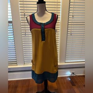 Blu Pepper Maroon and Teal Dress color block dress size M